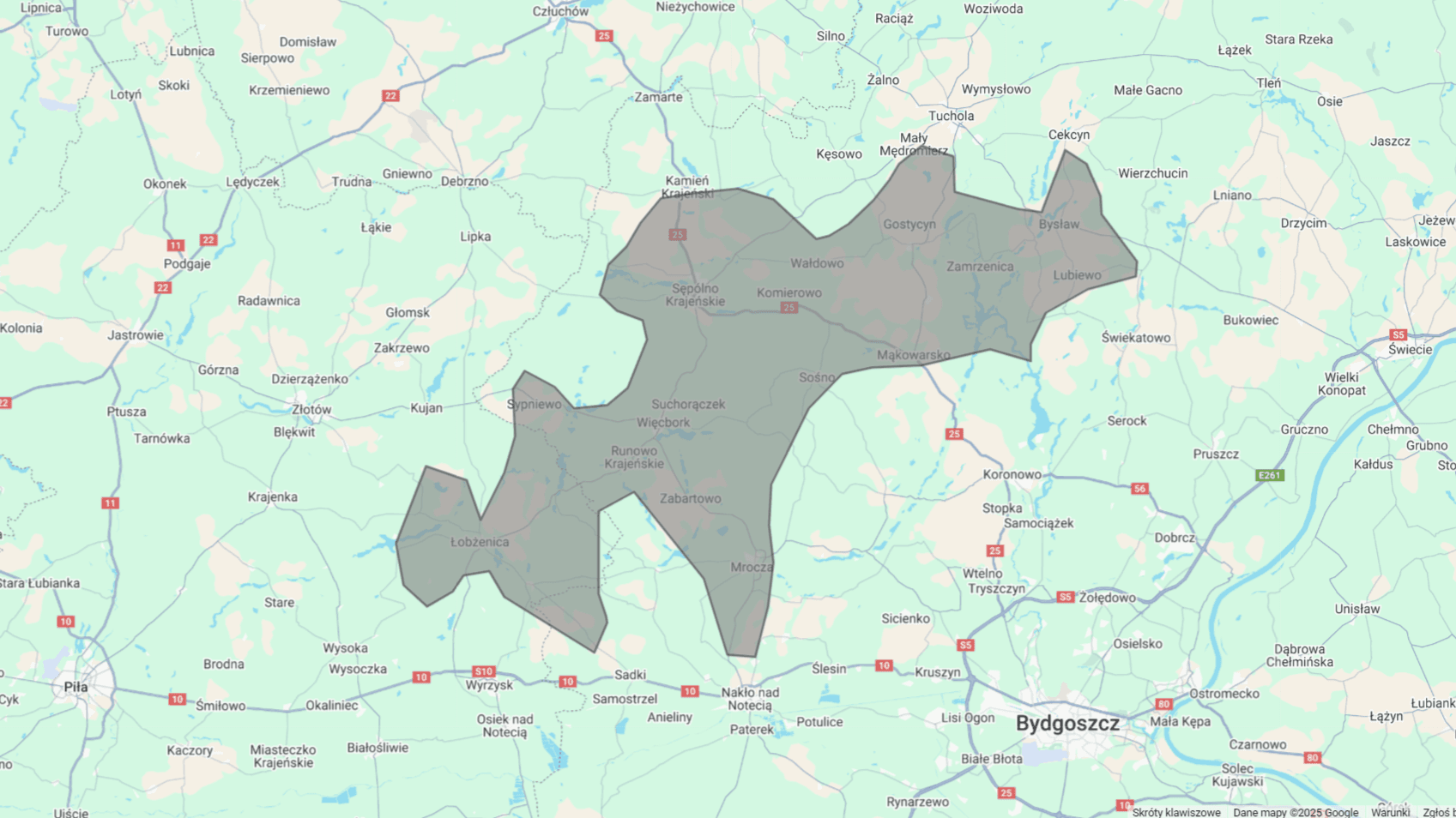 Mapa zasięgu usług Rebdi